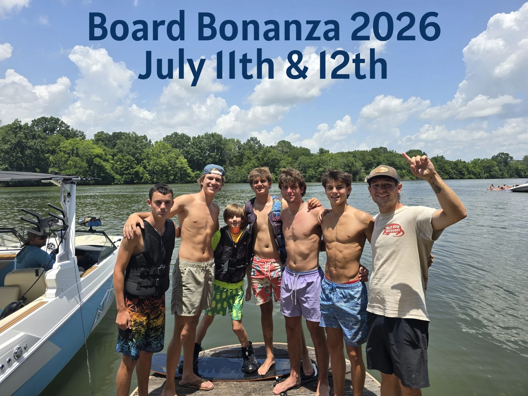 Board Bonanza competitors gathered on the lake during the 2026 event