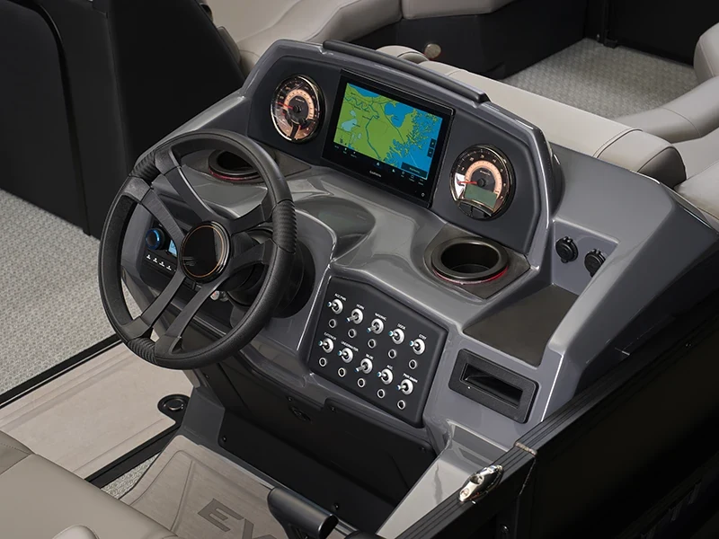 Helm console aboard an Evotti pontoon