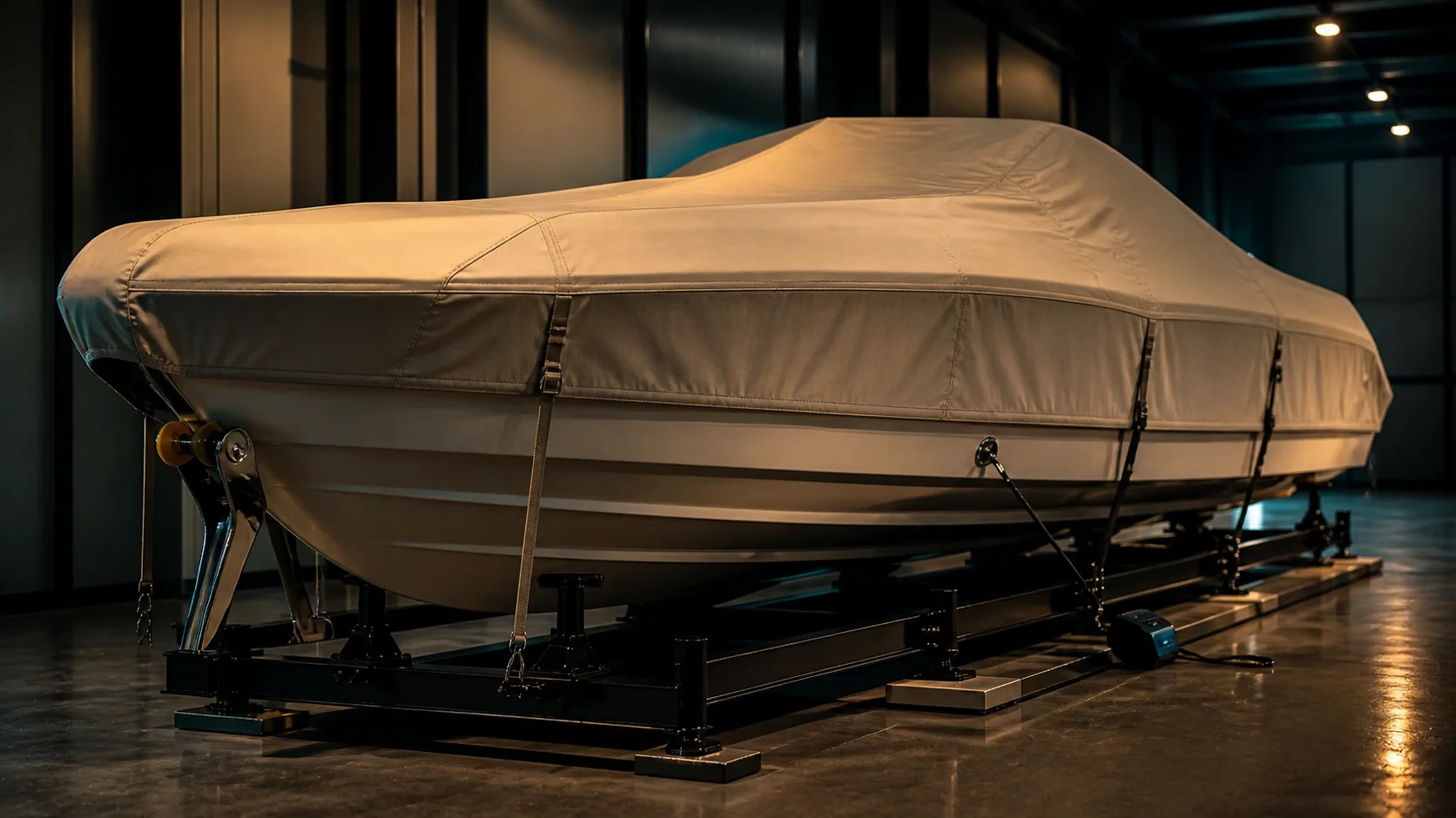 A covered boat represented in an editorial storage scene