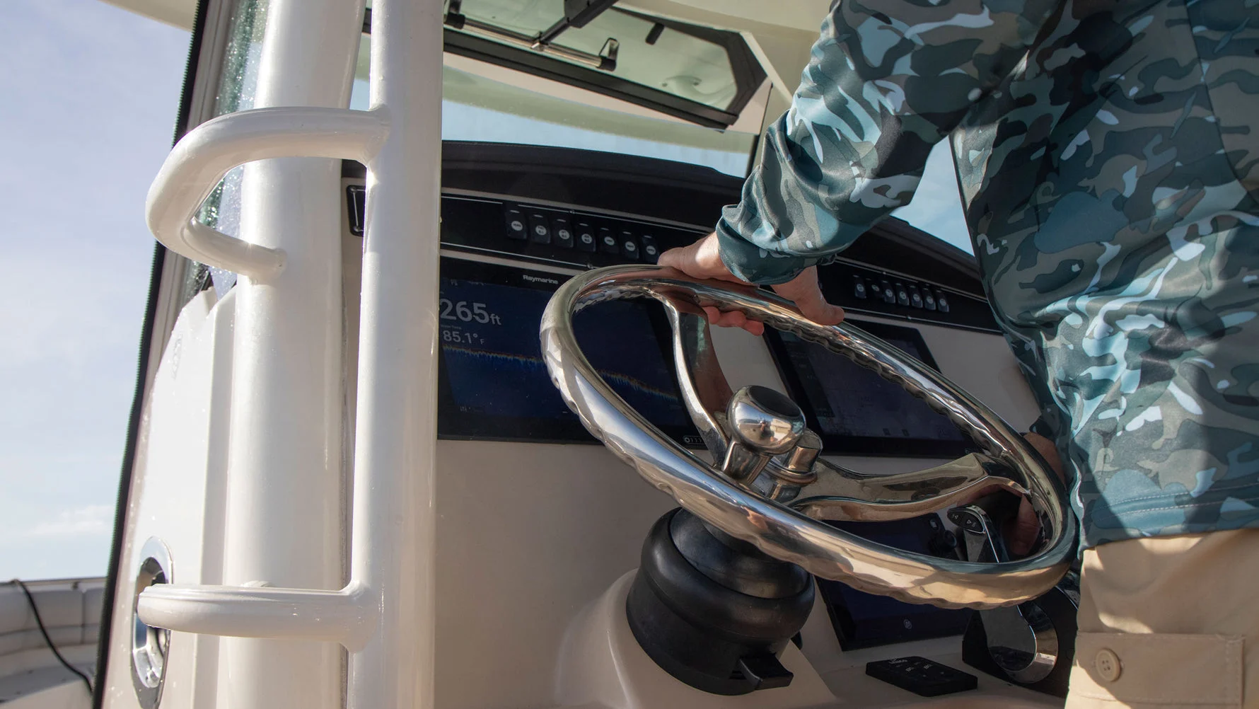 Seachoice marine steering and boating accessories in use